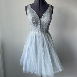 May queen dress silver sparkle size 10